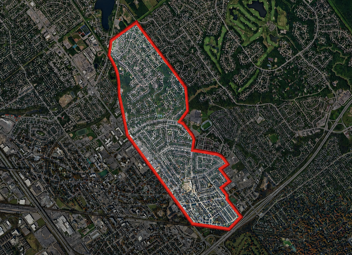 Carte du secteur desservi à Sainte-Thérèse délimité en rouge